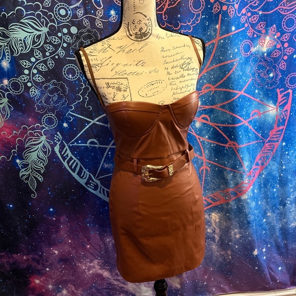 Fashion Nova Dresses & Skirts - Brown Leather Style Dress-NWOT
